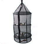 Camping Picnic Folding Tableware Vegetables Fruit Dry Net Hanging Mesh Dish Dryer Rack Shelf(Black), Round drying net