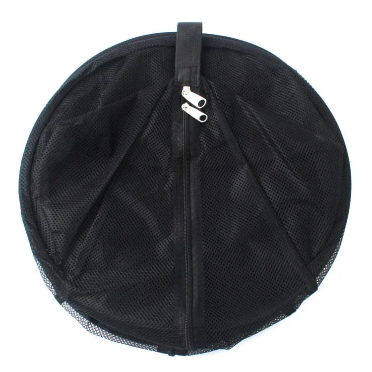 Camping Picnic Folding Tableware Vegetables Fruit Dry Net Hanging Mesh Dish Dryer Rack Shelf(Black), Round drying net