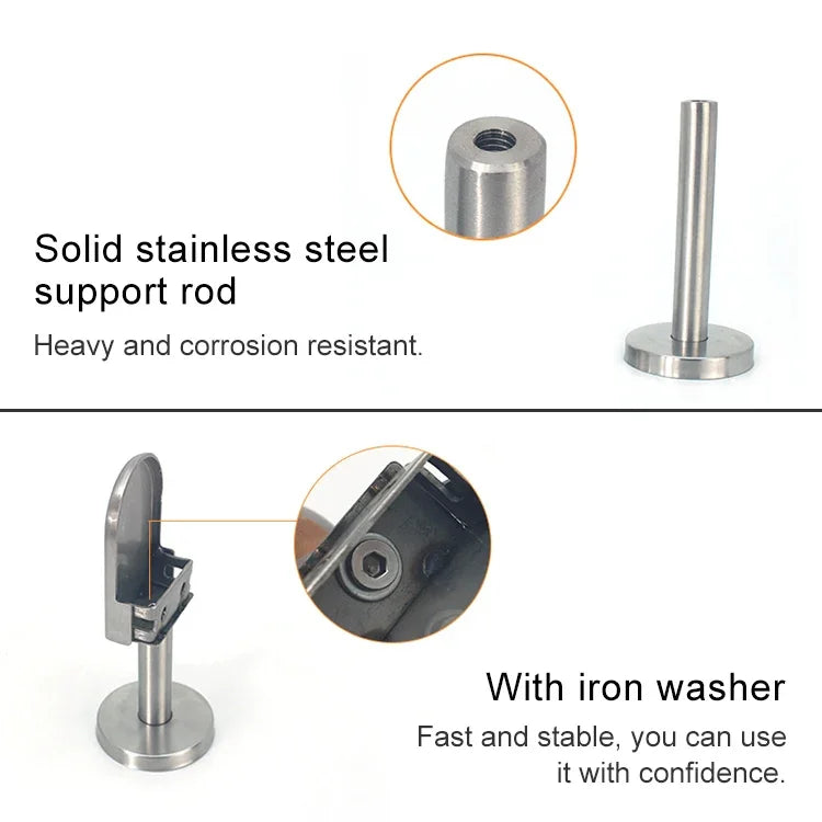 201 Stainless Steel Glass Fish Mouth Support Rod Fixing Clip with 14x60mm Rod, Specification: S, S, with 14x60mm Rod