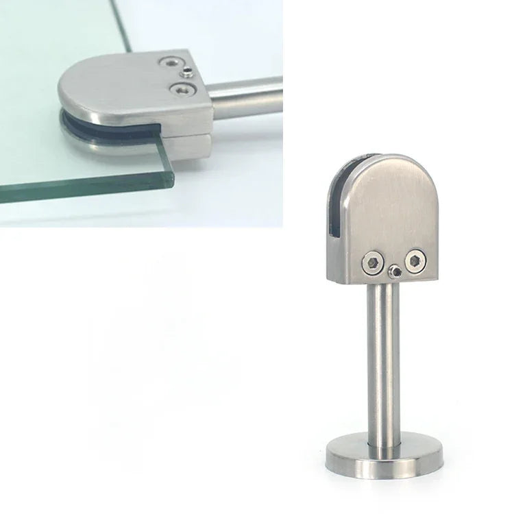 201 Stainless Steel Glass Fish Mouth Support Rod Fixing Clip with 14x100mm Rod, Specification: M, M, with 14x100mm Rod