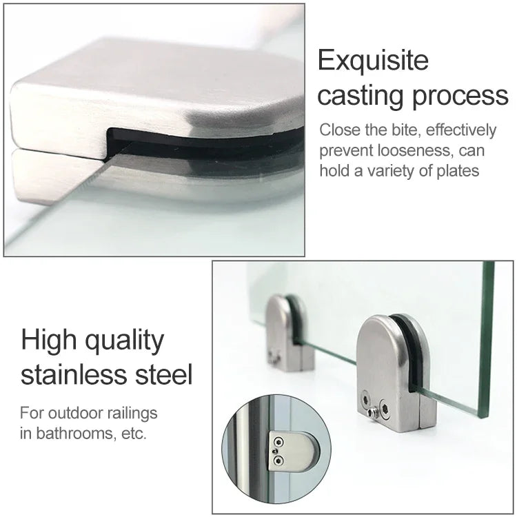 5-8mm Flat Bottom Matte Polished  201 Stainless Steel Fixed Clip Railing Glass Wood Layer Board Clamp Bracket, 5-8mm, Flat Bottom, 201 Stainless Steel