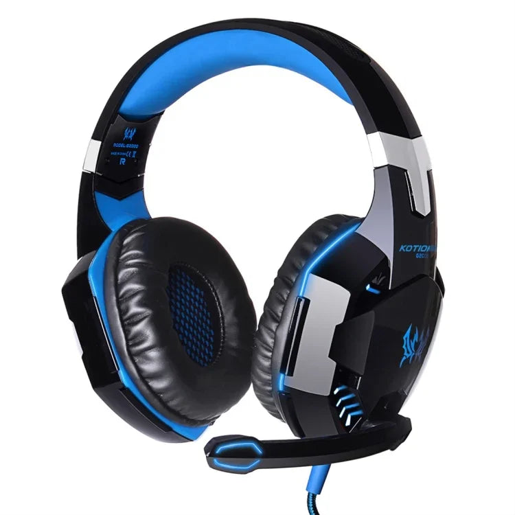 KOTION EACH G2000 Over-ear Game Gaming Headphone Headset Earphone Headband with Mic Stereo Bass LED Light for PC Gamer,Cable Length: About 2.2m(White + Red), G2000