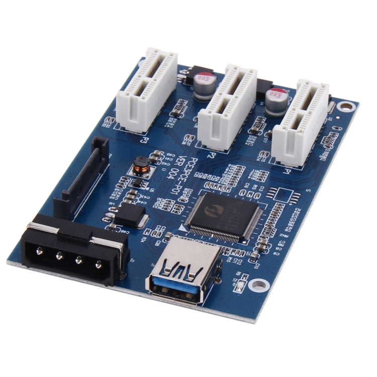 PCI-E 1 to 3 PCI Express 1 Slots Riser Card 3 PCI-E Slot Adapter PCI-E Port Multiplier Card with 60cm USB Cable