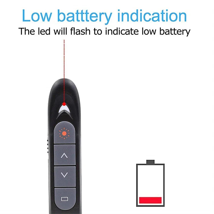 XM930 2.4GHz Wireless Laser PowerPoint Page Turning Pen Multimedia Wireless Presentation Projection Pen with USB Receiver, Support Low Battery Remind, Remote Control Distance: 100m, 100m White, 100m Black