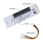 NGFF M.2 Key M to PCI-E 1X / 4X / 8X / 16X Graphics Card Mining Slot Adapter Riser Converter Card with LED & 4 Pin Power Cable, VER003 with 4 Pin Power Cable