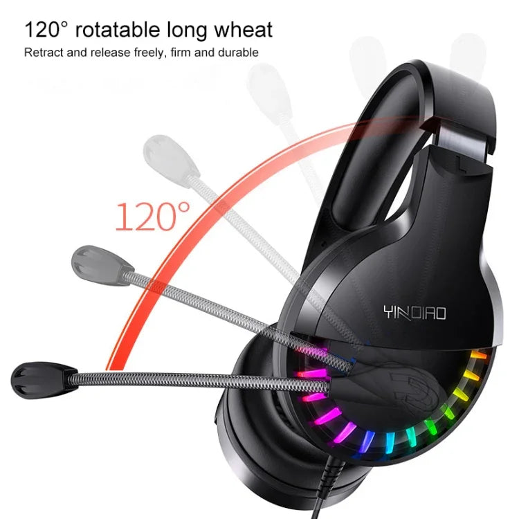 YINDIAO Q2 Head-mounted Wired Gaming Headset with Microphone, Version: Single USB Sound Card, Q2 Single USB Sound Card(White)