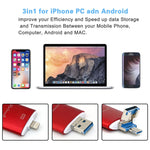 Richwell 3 in 1 64G Type-C + 8 Pin + USB 3.0 Metal Double Cover Push-pull Flash Disk with OTG Function