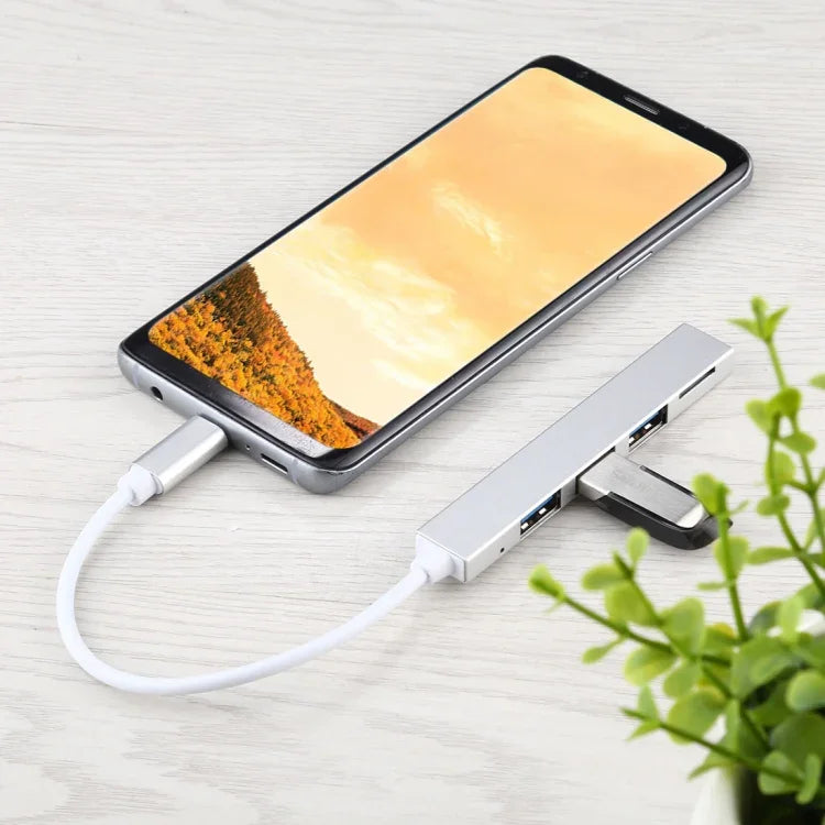 T-818 TF + 3 x USB 3.0 to USB-C / Type-C HUB Adapter