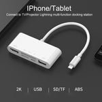 75215 5 in 1 8 Pin to HDMI + SD Card Slot + TF Card Slot + USB + 8 Pin Charging Port HD Video Converter, 75215