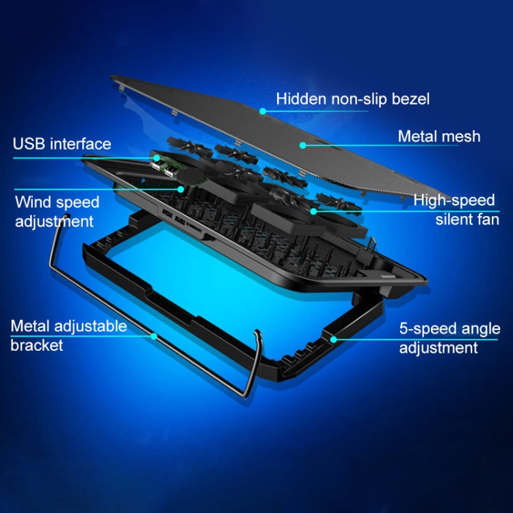 ICE COOREL Notebook Computer Base Speed Control Silent Six-fan Cooling Holder Cooling Rack, Style: Flagship, Style: Flagship