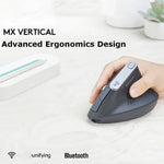 Logitech MX Vertical 4000DPI USB-C / Type-C + Unifying + Bluetooth Three-mode Ergonomic Wireless Vertical Optical Mouse, MX Vertical