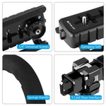 PULUZ U/C Shape Portable Handheld DV Bracket Stabilizer + Video Shotgun Microphone Kit with Cold Shoe Tripod Head  for All SLR Cameras and Home DV Camera, Bracket Kits + Mic