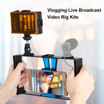 PULUZ 2 in 1 Vlogging Live Broadcast LED Selfie Light Smartphone Video Rig Kits with Cold Shoe Tripod Head for iPhone, Galaxy, Huawei, Xiaomi, HTC, LG, Google, and Other Smartphones, Vlogging Rig+Light