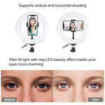 PULUZ 7.9 inch 20cm RGBW Light + Round Base Desktop Mount Dimmable LED Dual Color Temperature LED Curved Light Ring Vlogging Selfie Photography Video Lights with Phone Clamp, 7.9 inch + Round Mount