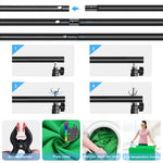 PULUZ 2.9x2m Photo Studio Background Support Stand Backdrop Crossbar Bracket Kit with Red / Blue / Green Backdrops, 2.9 x2 m (double stands)