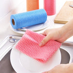 50 Sheets Non-Woven Disposable Washing Towels Dishcloth, Red, Orange, Blue