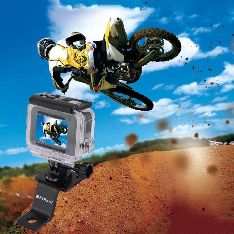 PULUZ Aluminum Alloy Motorcycle Fixed Holder Mount with Tripod Adapter & Screw for GoPro, Insta360, DJI and Other Action Cameras, Fixed Mount 2 (Black), Fixed Mount 2 (Silver), Fixed Mount 2 (Red), Fixed Mount 2 (Blue), Fixed Mount 2 (Gold)
