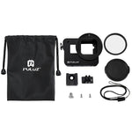 PULUZ Housing Shell CNC Aluminum Alloy Protective Cage with Insurance Frame & 52mm UV Lens for GoPro HERO(2018) /7 Black /6 /5, For HERO6 /5 Pull Frame, For HERO5 Pull Frame