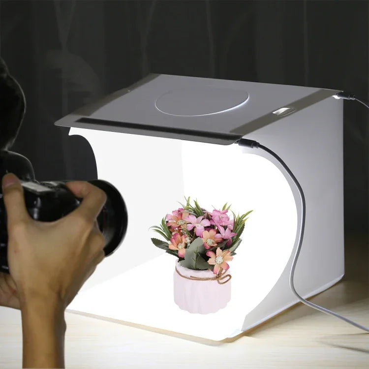 PULUZ 20cm Include 2 LED Panels Folding Portable 1100LM Light Photo Lighting Studio Shooting Tent Box Kit with 6 Colors Backdrops (Black, White, Yellow, Red, Green, Blue), Unfold Size: 24cm x 23cm x 23cm, 20cm(2 LED/RU), 20cm(2 LED)