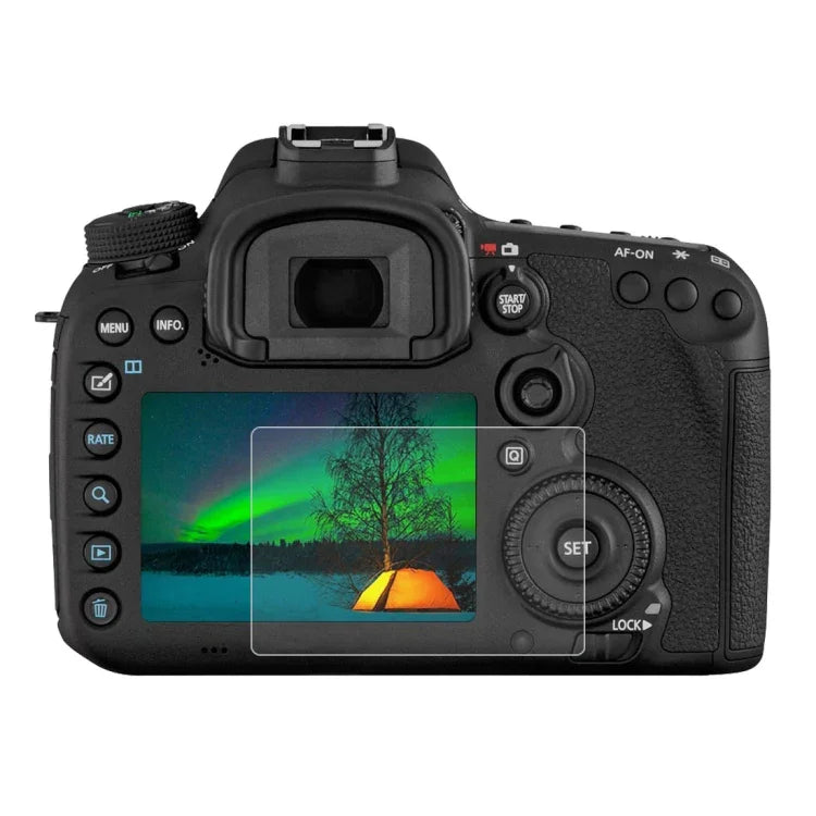 PULUZ 2.5D 9H Tempered Glass Film for Canon EOS 7D Mark II / 7D / N2 / PSN / Nikon V1 / P520 / S9400 / S680 / COOLPIX S6500 / S5200 / Samsung WB35F / OLYMPUS VG170 / 1DIV / Fuji S205 / Casio ZR70 / FC500S, For Canon 7D II