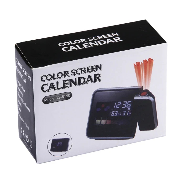 Multifunctional Digital Color LCD Display LED Projection Alarm Clock with Weather Station / Temperature / Humidity / Calendar, LED Projection Alarm Clock