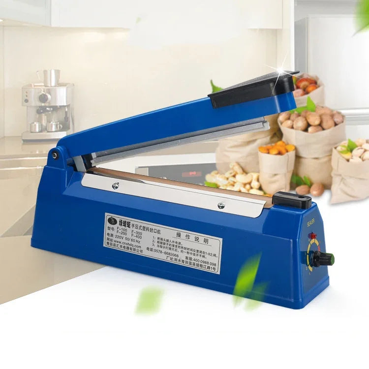 F-200 200mm Heat Sealing Hand Impulse Poly Sealer Closer Machine, Plastic Shell, 200mm Heat Sealing Machine