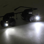 20X Glasses Type Watch Repair Loupe Magnifier with LED Light, Dual