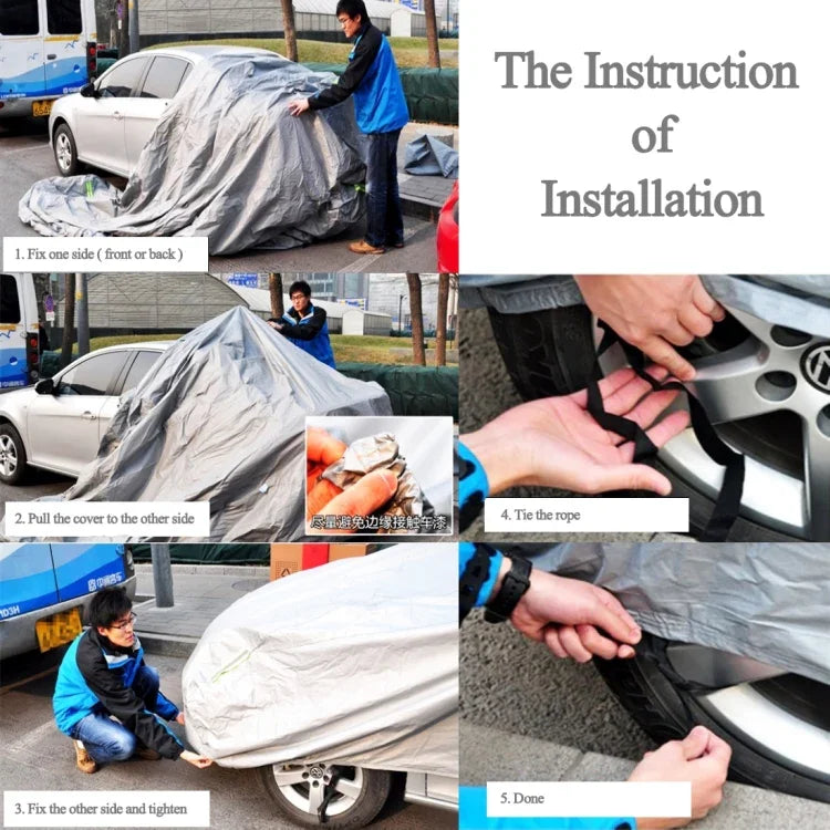 PEVA Anti-Dust Waterproof Sunproof Sedan Car Cover with Warning Strips, Fits Cars up to 5.1m(199 inch) in Length, 199inch (XXL)