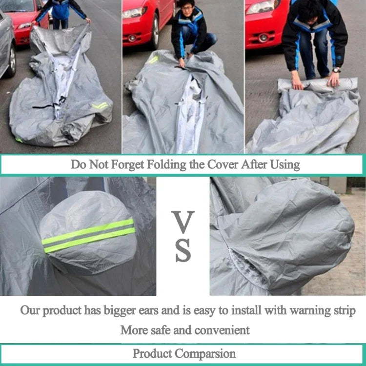 PEVA Anti-Dust Waterproof Sunproof Sedan Car Cover with Warning Strips, Fits Cars up to 5.1m(199 inch) in Length, 199inch (XXL)