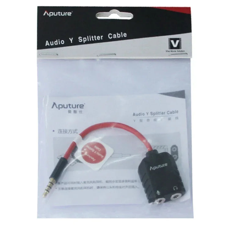Aputure 3.5mm Audio Y Male to 2 Female Headset Mic Splitter Cable, 3.5mm Male to 2 Female