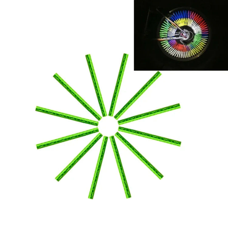 OQSPORT 12 PCS Bicycle Wheel Spoke Reflector Reflective Mount Clip Tube Warning Light Strip