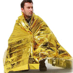 Compact Lightweight Aluminized Windproof Waterproof Emergency Blanket Body Wrap Survival Sheet for Outdoor 140 x 210cm, 140x210cm