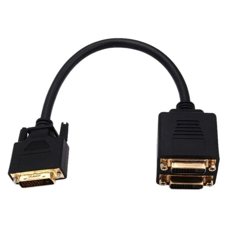 24+1 DVI Male to 2 DVI Female Cable Adapter, Length: 30cm, 2 DVI 24+1 Pin Female