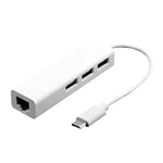 Type-C to 3 x USB and RJ45 Multi-function Adapter, Length: 13cm, 3 Port USB+RJ45