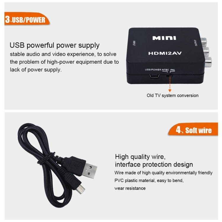 VK-126 Mini HD HDMI to AV/CVBS Video Converter Adapter, HDMI to AV/CVBS