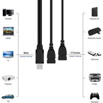 USB 2.0 Male to 2 Dual USB Female Jack Adapter Cable for Computer / Laptop, Length: About 30cm, USB 2.0 AM to 2 USB 2.0 AF