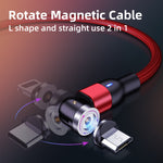 2m 2A Output USB to USB-C / Type-C Nylon Braided Rotate Magnetic Charging Cable, 2m Type-C