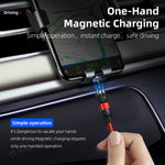 1m 2A Output USB to USB-C / Type-C Nylon Braided Rotate Magnetic Charging Cable, 1m Type-C