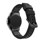 Canvas and Leather Wrist Strap Watch Band for Samsung Gear S2/Galaxy Active 42mm, Wrist Strap Size:135+96mm