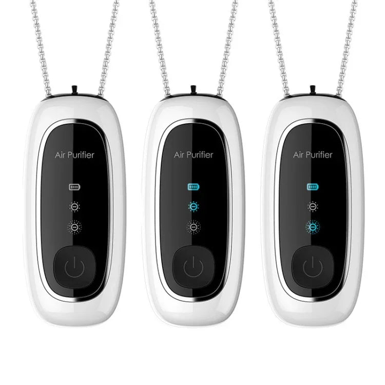 KY100A Portable Negative Ion Air Purifier Neck Hanging Air Purifier, Rectangle White, Rectangle Black