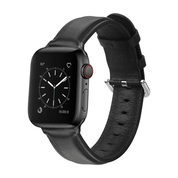 For Apple Watch Series 5 & 4 44mm 3 & 2 & 1 42mm Round Hole Leather Strap