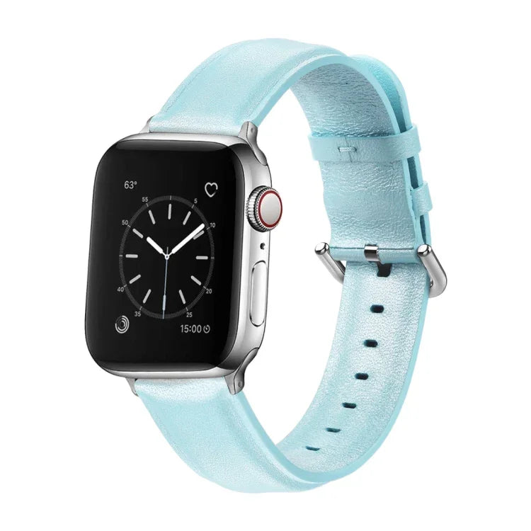 For Apple Watch Series 5 & 4 44mm 3 & 2 & 1 42mm Round Hole Leather Strap
