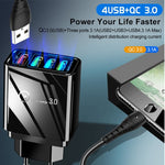 2 in 1 USB to USB-C / Type-C Data Cable + 30W QC 3.0 4 USB Interfaces Mobile Phone Tablet PC Universal Quick Charger Travel Charger Set, US Plug, USB-C / Type-C Set US Plug