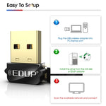 EDUP EP-AC1651 USB WIFI Adapter 650Mbps Dual Band 5G/2.4GHz External Wireless Network Card Wifi Dongle Receiver for Laptop Windows MacOS