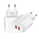 Portable Dual USB Mobile Phone Tablet Universal Charging Head Travel Charger, EU Plug, EU Plug