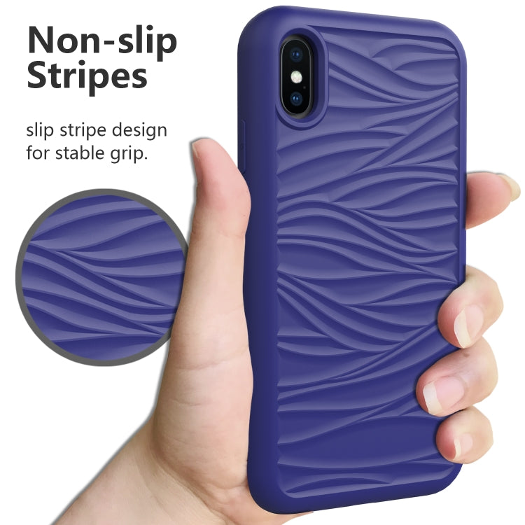 For iPhone XS Max Wave Pattern 3 in 1 Silicone+PC Shockproof Protective Case