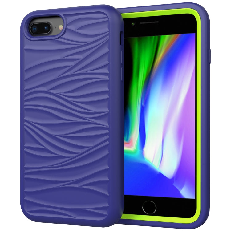 For iPhone SE（2020） Wave Pattern 3 in 1 Silicone+PC Shockproof Protective Case