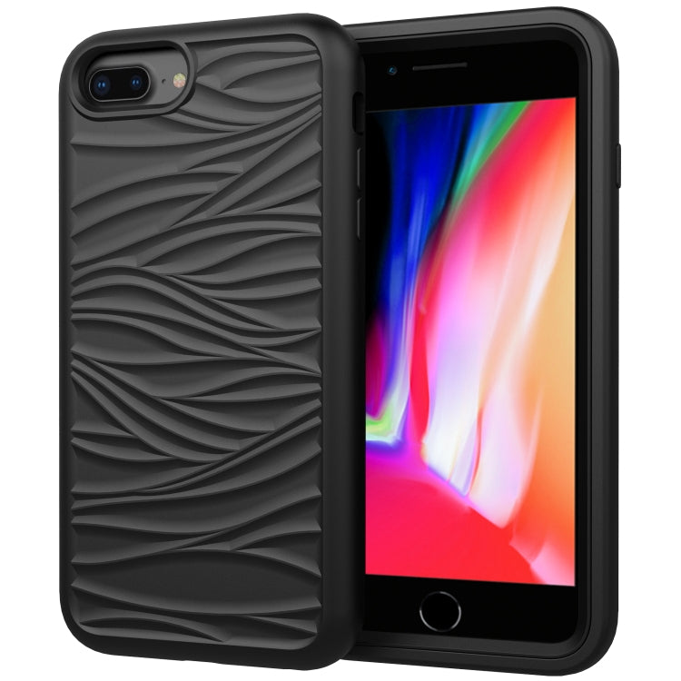 For iPhone SE（2020） Wave Pattern 3 in 1 Silicone+PC Shockproof Protective Case