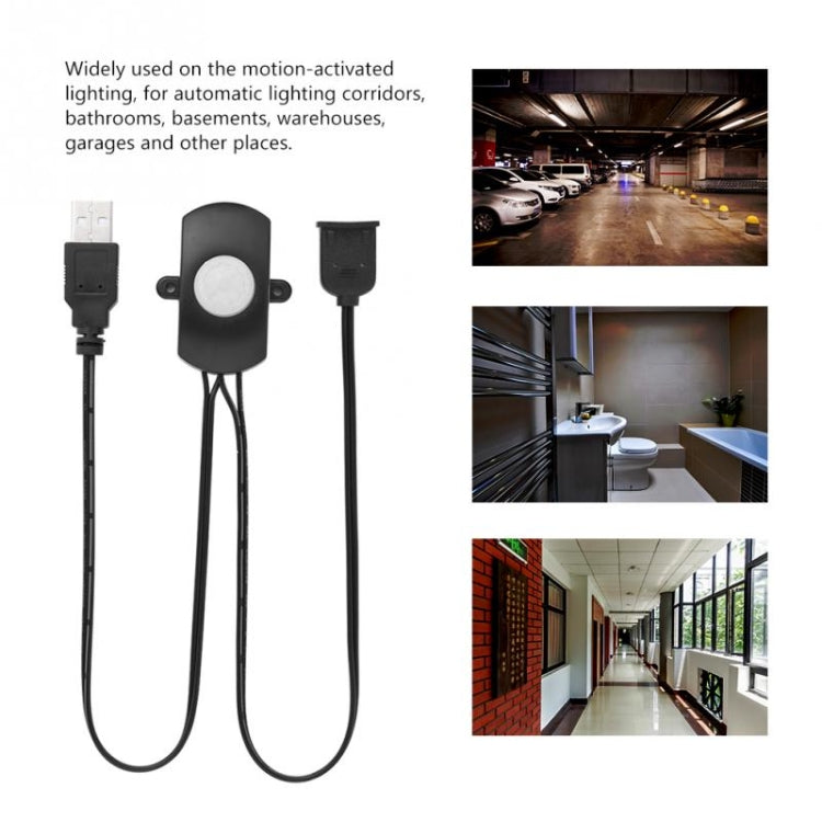 DC 5V/12V/24V USB Body Infrared PIR Motion Sensor Switch Human Motion Sensor Detector Switch For LED Light Strip, Black, White