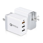 SDC-30W 2 in 1 USB to 8 Pin Data Cable + 30W QC 3.0 USB + 2.4A Dual USB 2.0 Ports Mobile Phone Tablet PC Universal Quick Charger Travel Charger Set,  US Plug, with 8 Pin Cable, US Plug